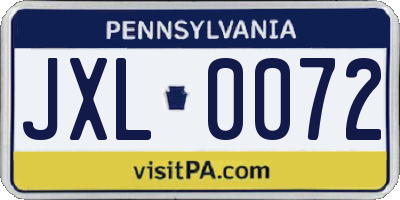 PA license plate JXL0072