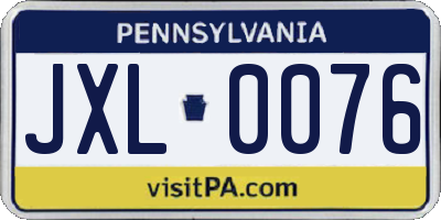 PA license plate JXL0076