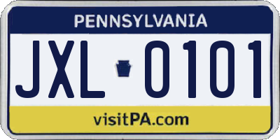 PA license plate JXL0101