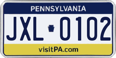 PA license plate JXL0102