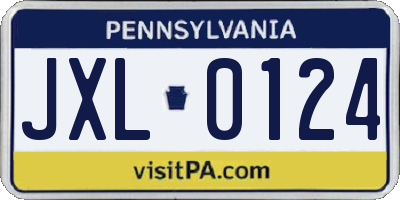 PA license plate JXL0124