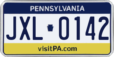 PA license plate JXL0142