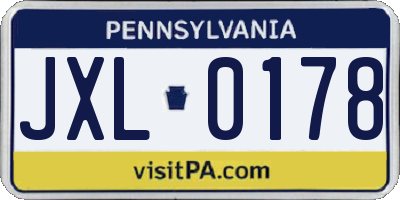 PA license plate JXL0178