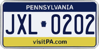 PA license plate JXL0202