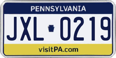 PA license plate JXL0219