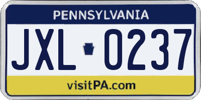 PA license plate JXL0237