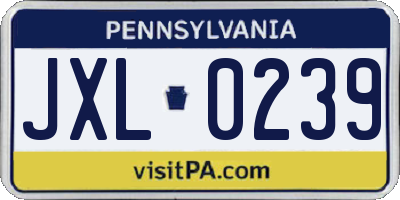 PA license plate JXL0239