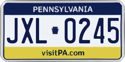 PA license plate JXL0245