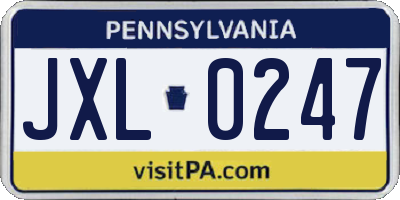 PA license plate JXL0247