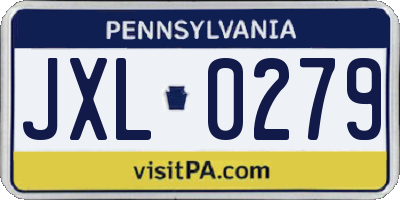 PA license plate JXL0279