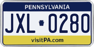 PA license plate JXL0280