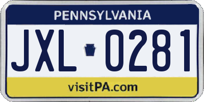 PA license plate JXL0281