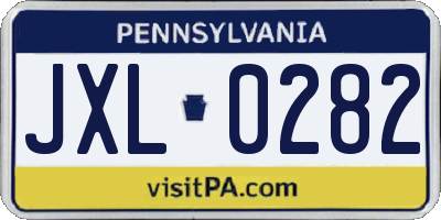 PA license plate JXL0282