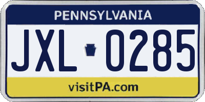 PA license plate JXL0285