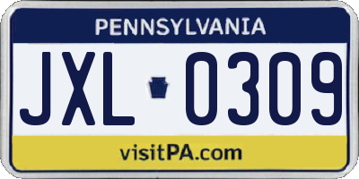 PA license plate JXL0309