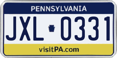 PA license plate JXL0331