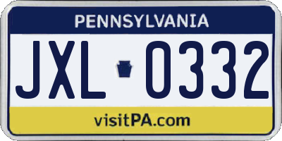 PA license plate JXL0332