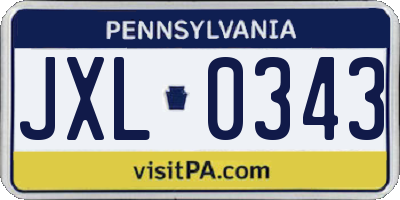 PA license plate JXL0343