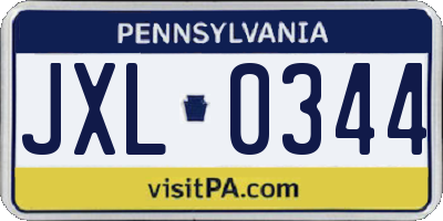 PA license plate JXL0344