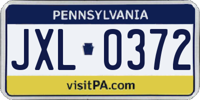 PA license plate JXL0372