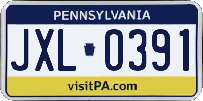 PA license plate JXL0391