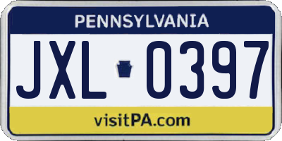 PA license plate JXL0397