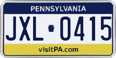 PA license plate JXL0415