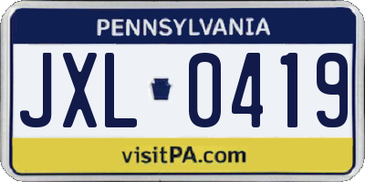 PA license plate JXL0419