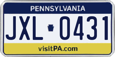 PA license plate JXL0431