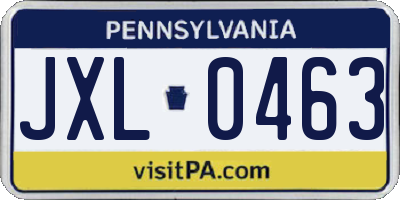 PA license plate JXL0463