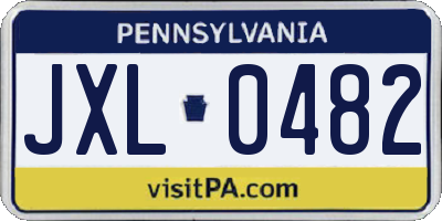 PA license plate JXL0482