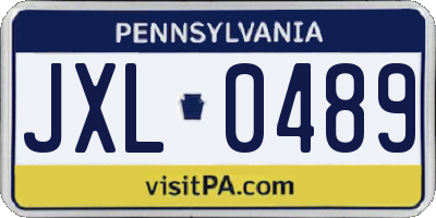 PA license plate JXL0489
