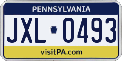 PA license plate JXL0493