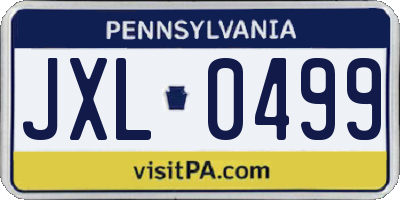 PA license plate JXL0499