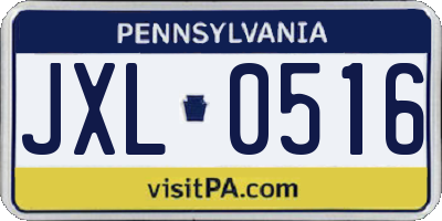 PA license plate JXL0516
