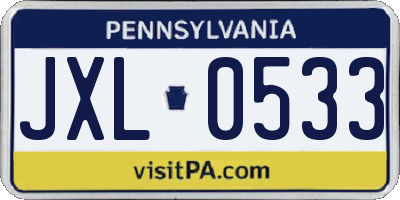 PA license plate JXL0533