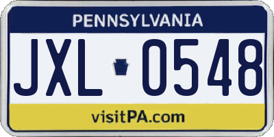 PA license plate JXL0548