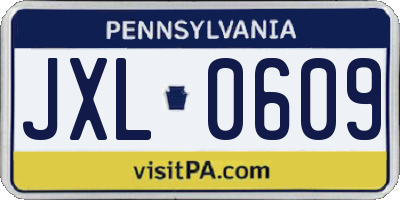 PA license plate JXL0609