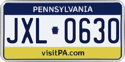 PA license plate JXL0630