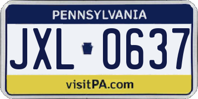 PA license plate JXL0637
