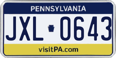 PA license plate JXL0643