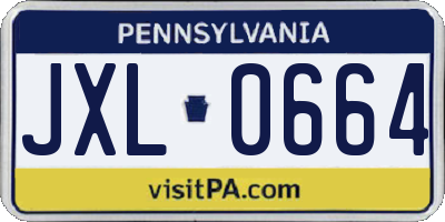 PA license plate JXL0664