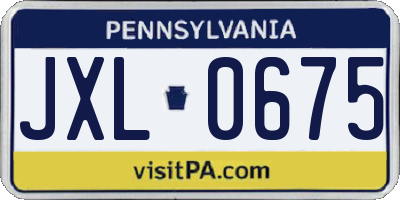 PA license plate JXL0675