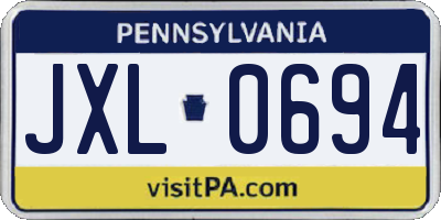 PA license plate JXL0694