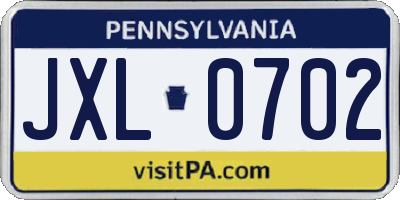 PA license plate JXL0702