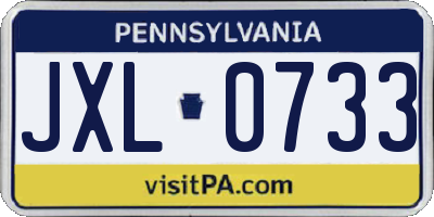 PA license plate JXL0733