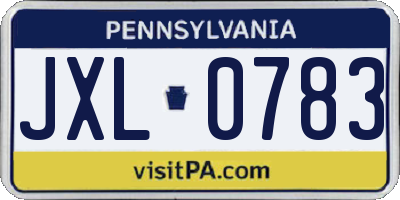 PA license plate JXL0783