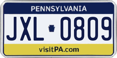 PA license plate JXL0809