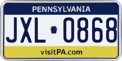 PA license plate JXL0868