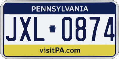 PA license plate JXL0874